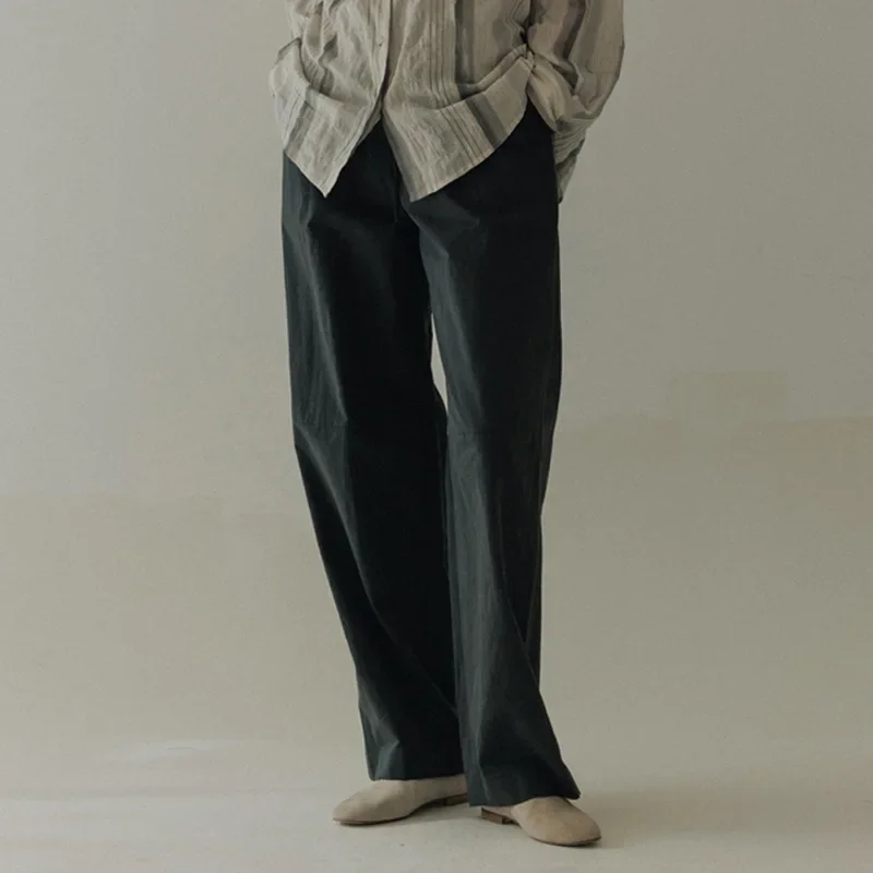 

MOI * 2023Spring/Summer Women's Linen Straight Tube High Waist Slim Fit Casual Pants