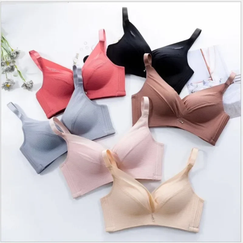 

Mesh Bra No Underwire Push-up Seamless Lightweight Underwear Women's Adjustable Sexy V-neck Bra Set Multi-color