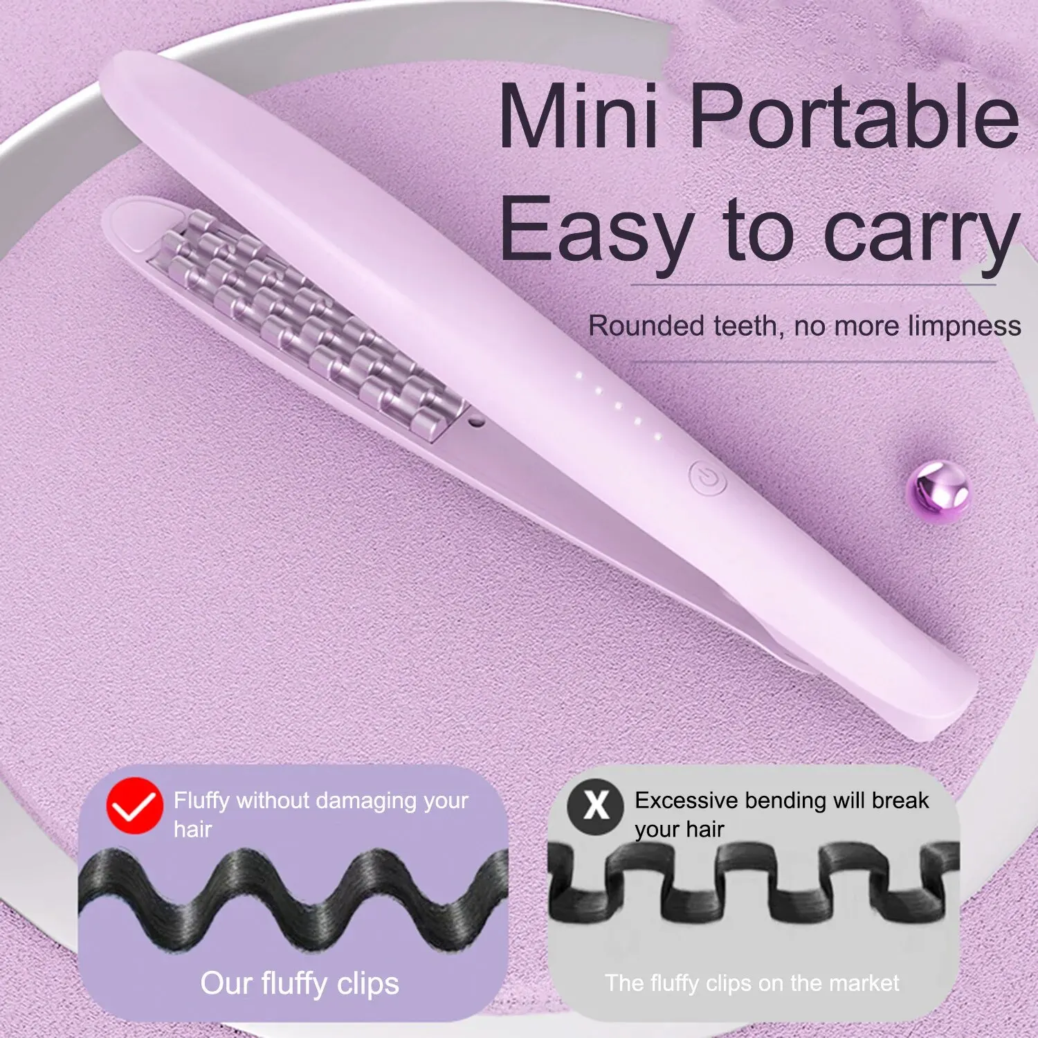 Hair Straightener Curling Stick Mini Curling Wand Flat Iron Hair Straightener Fast Warming Intelligent Power Off Ceramic Flat Iron for Hair Styling