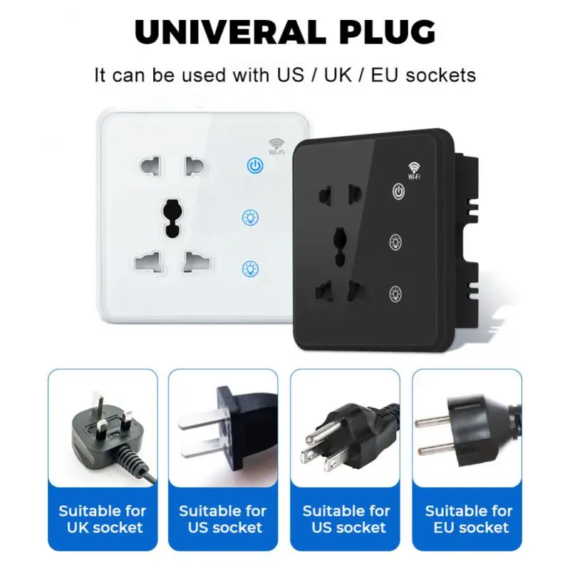 CORUI WIFI Tuya Smart Wall Socket Smart Home 2gang Lamp Touch Switch For US/UK/EU Plug Work With Smart Life Alexa Go
