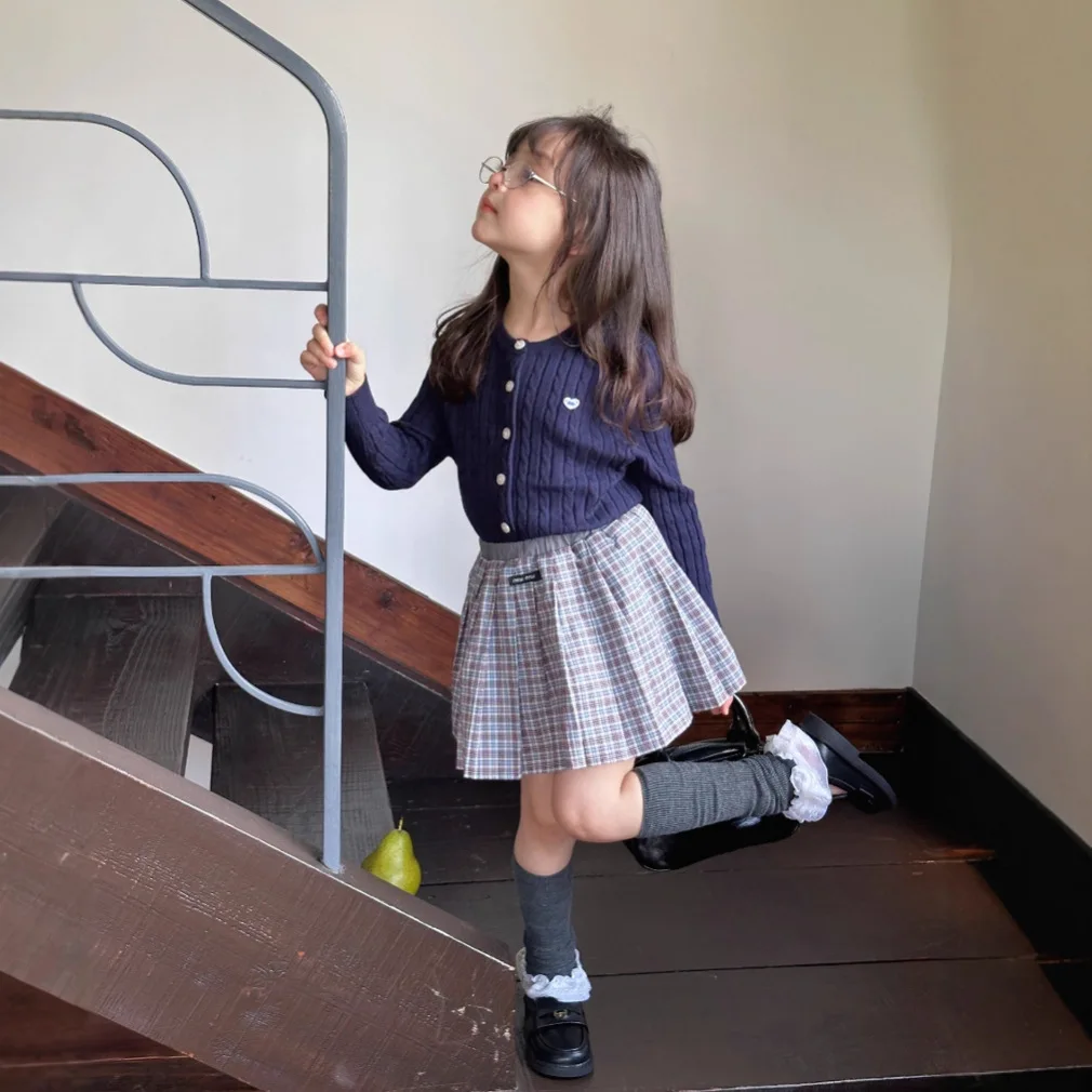 2025년 가을 아동복 한국 니트 스웨터 여아용 봄 가을 니트 가디건 긴팔 스웨터 코트