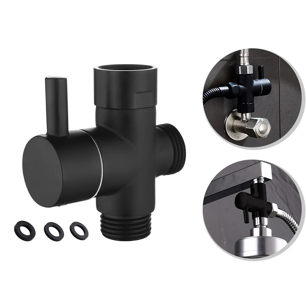 

1 Pcs Black-Brass Shower Arm Adapter G1/2’’ G3/4 Shower Diverter Valve For Handheld Shower Head Bathroom Kitchen Accessories