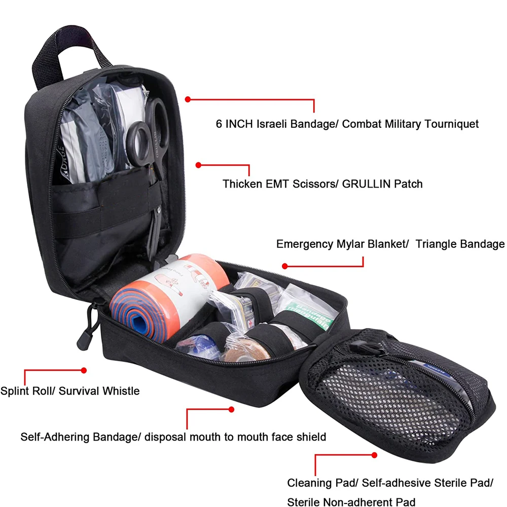 Mergency Survival First Aid Kit Tactical turnstile Admin Medical tourniquet Camping Gear Molle IFAK EMT for Trauma first aid kit