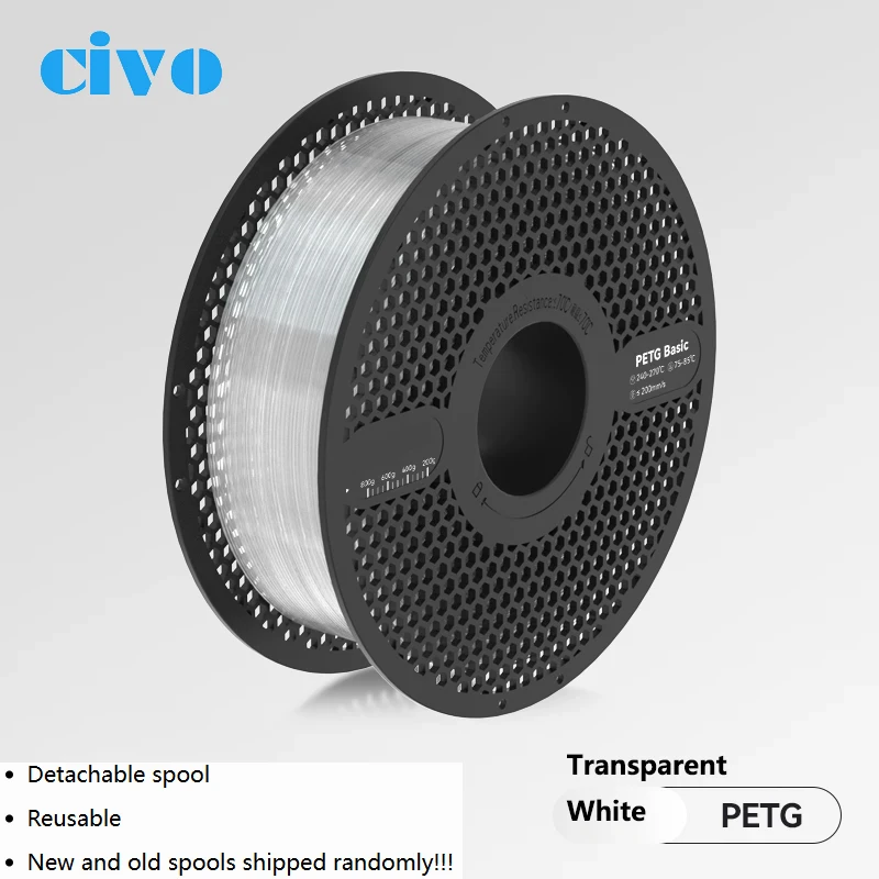 다양한 투명 PETG 필라멘트 1kg 1.75mm 고강도, Bambu A1 P2S H2S Creality K2 Elegoo 3D 프린터용 도매
