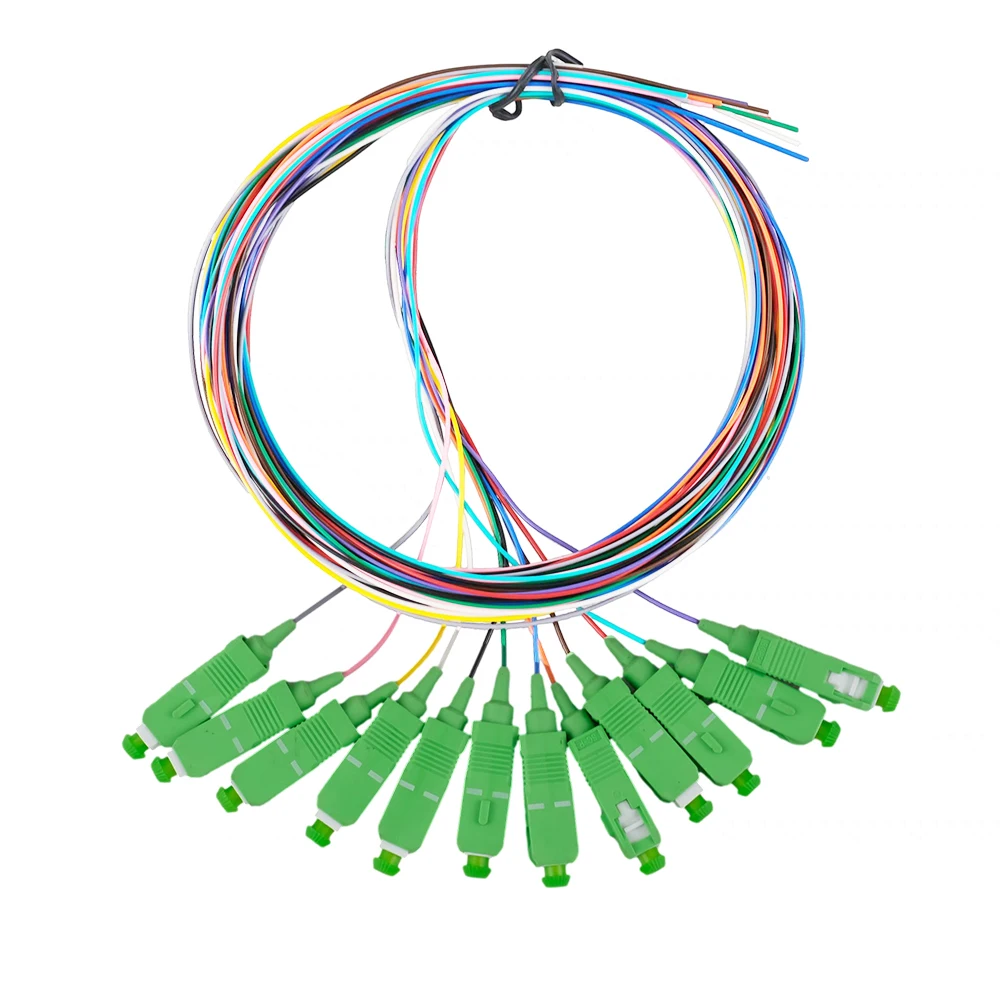 Fiber Optical Colorful Pigtail SC/APC 12 Colors 0.9mm Single Mode Fiber Pigtail 1.5M 12 Cores fiber optical pigtail