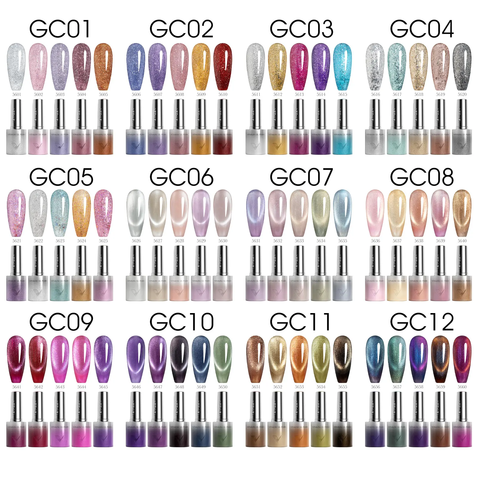 VENALISA 10DCat Eye Nagellack HEMA FREE TPO FREE Gel Polish Kit Sparkle Platinum Gel Soak Off UV LED Magnet Gel Lack Kit – Detail 5