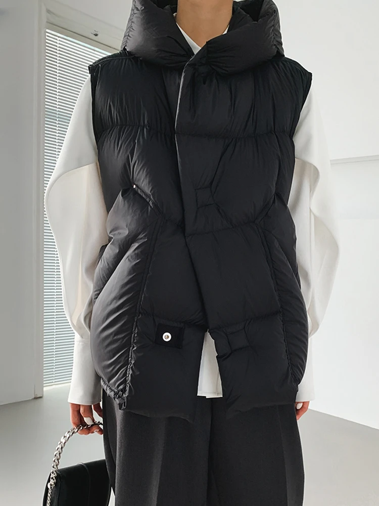 

Зимний жилет, женская теплая куртка на белом утином пуху, жилет, женский пуховик без рукавов с капюшоном, свободная верхняя одежда