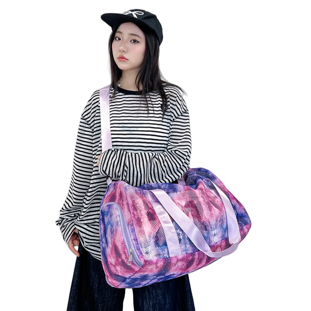 Nylon Mesh Travel Duffle Bag with Shoe Compartment for Gym and Sports