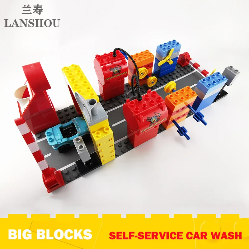 

Big Building Blocks Moc Fun Self-service Car Wash Construction Compatible Large Bricks Creativity Assemble Girl Kids Toy Gifts