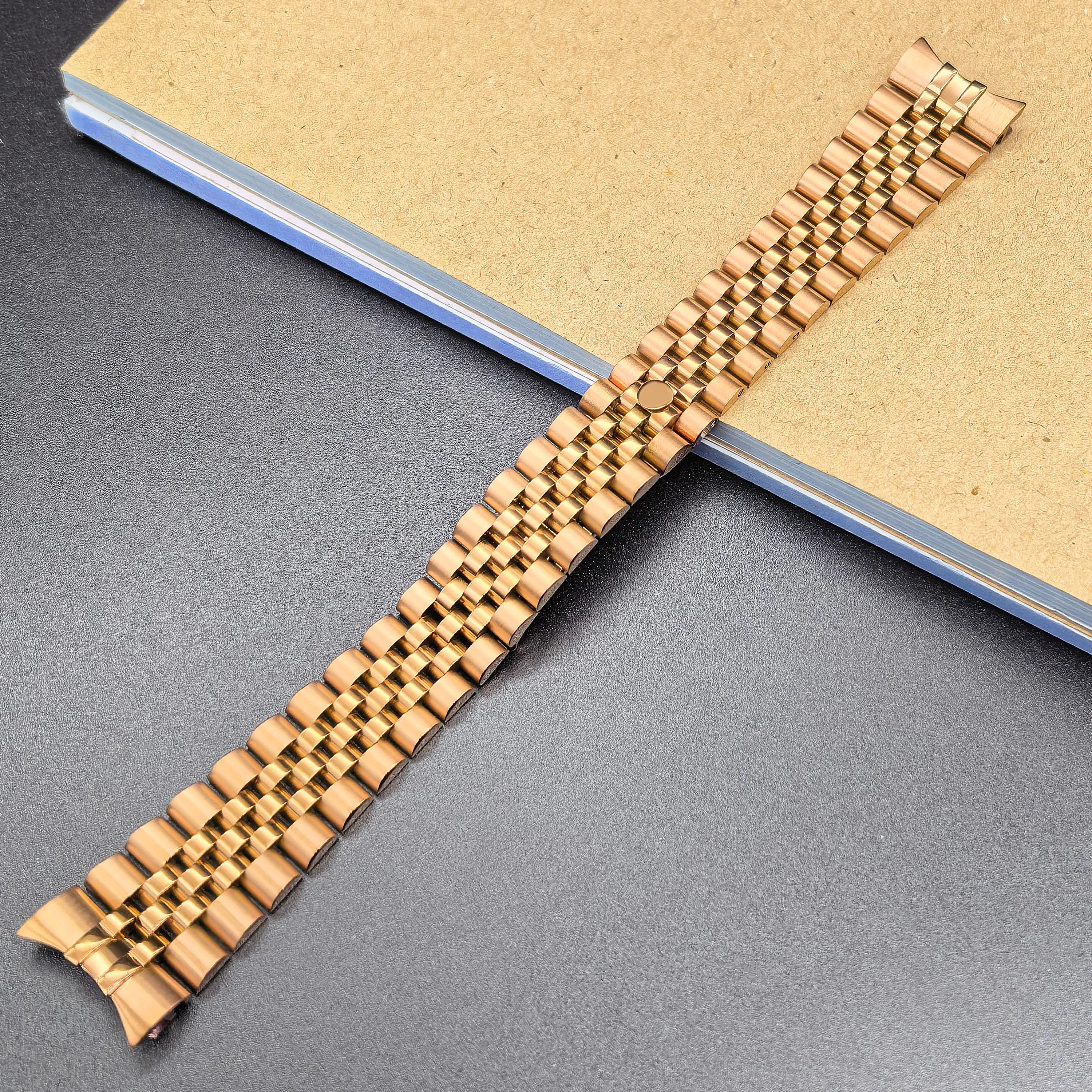 Rose Gold Solid Stainless Steel Jubilee Watchband Bracelet