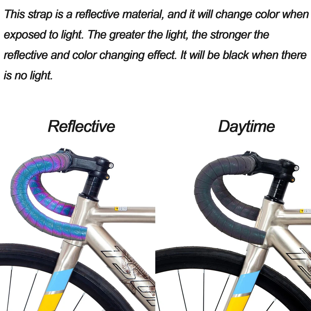 Road Bike Handlebar Tape PU+EVA Reflection Dazzle Shockproof Bike Cycling Handlebar Tapes With Bar Plugs Bicycle Accessories bike handlebar tape