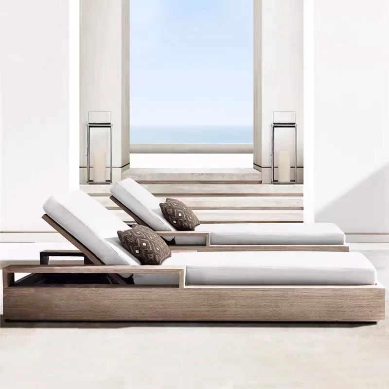 

Modern beach chair Leisure outdoor furniture sun bed wood pool beach sun lounger
