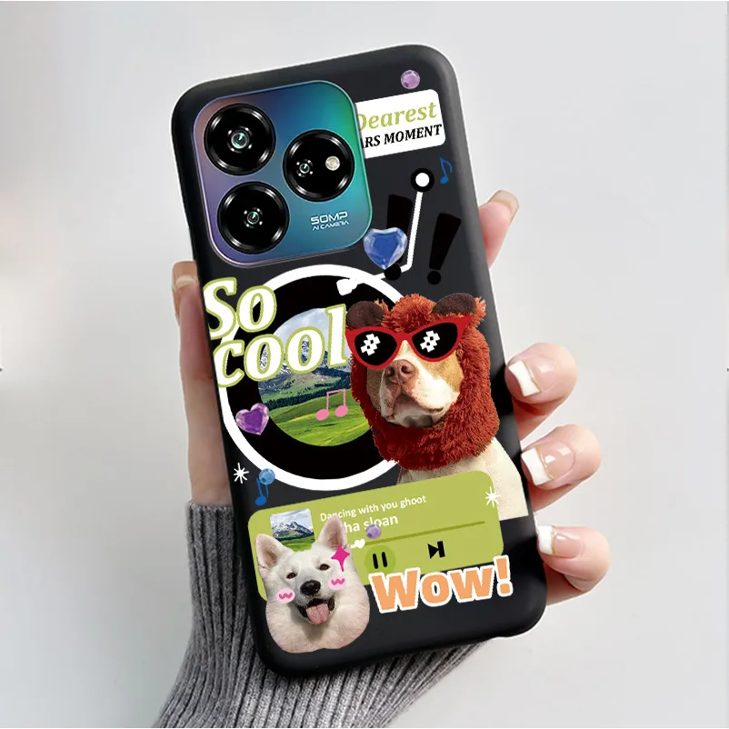 Black Soft Silicone Case with Cute Flower Cartoon Design