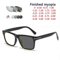 Rectangle Women Sun Glasses Men Shades Square Black Sunglasses Myopia Nerd Photochromic Prescription 0 -0.25 -0.5 -1.0 To -6 1