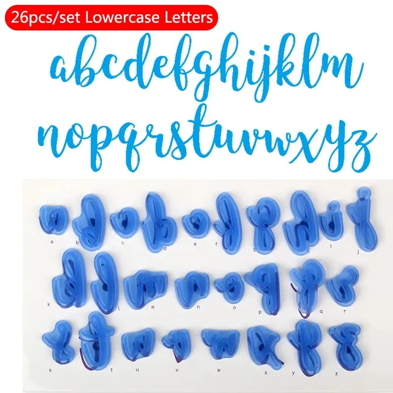 Plastic Fondant Cookie Printing Mold Set Alphabet English Letters Cake Decoration Biscuit Stamping Mold