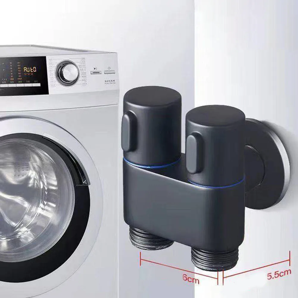 G1/2 1 In Two Out Double Control Washing Machine Faucet Toilet Triangle Valve For Bathroom Toilet Washing Machine Faucets 6