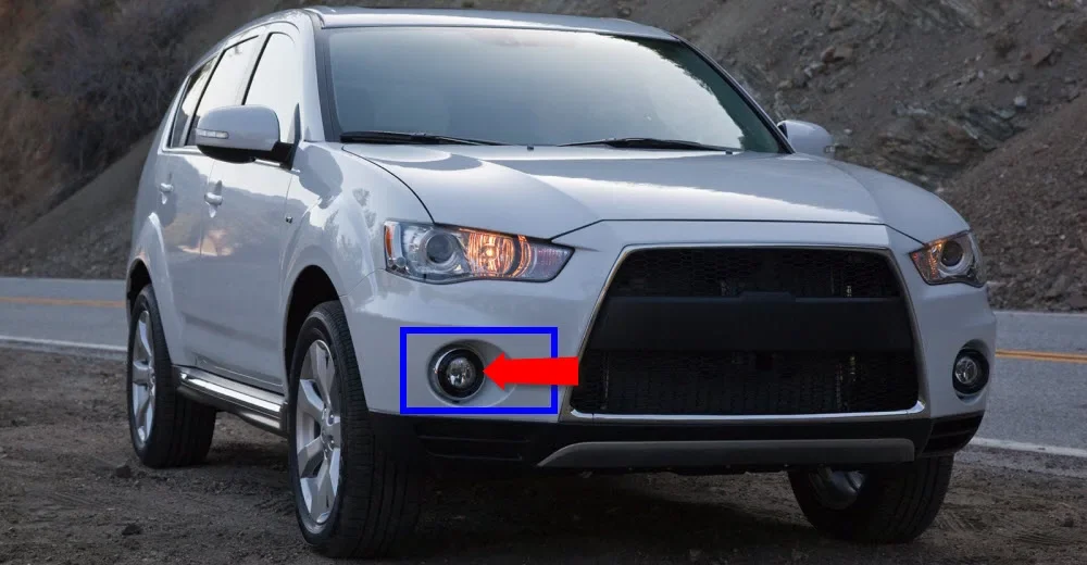 LED Fog Lights for Mitsubishi Outlander 2 / Outlander XL 2006-2018 Angel Eyes DRL Daytime Running Light PTF with Cut-Line Lens detail image 2