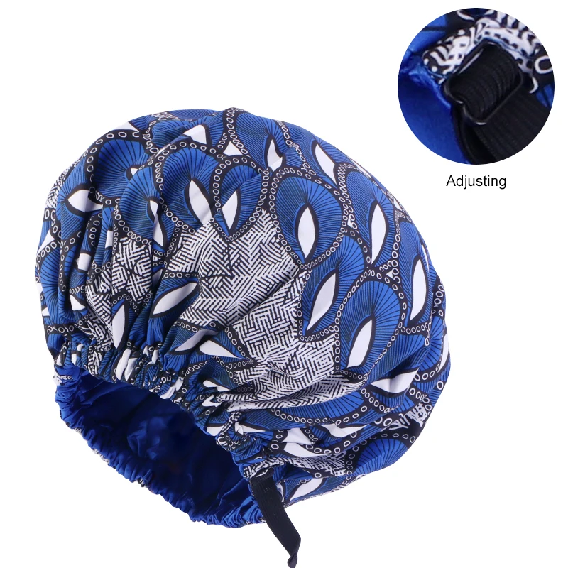 New Large Women Satin Bonnet Hat Layer Reversible Sleep Cap Reversible Adjustable Night Sleep Cover Cap for Curly Natural Hair 5