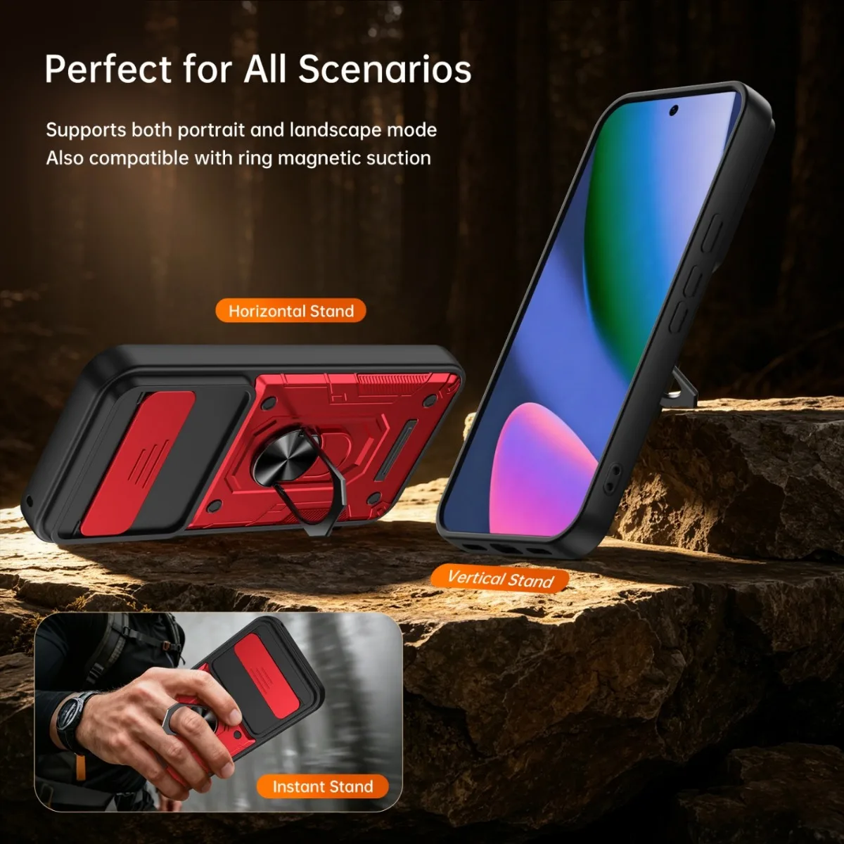 Ultimate Shockproof Magnetic Phone Case with Camera Lens Protection & Ring Holder