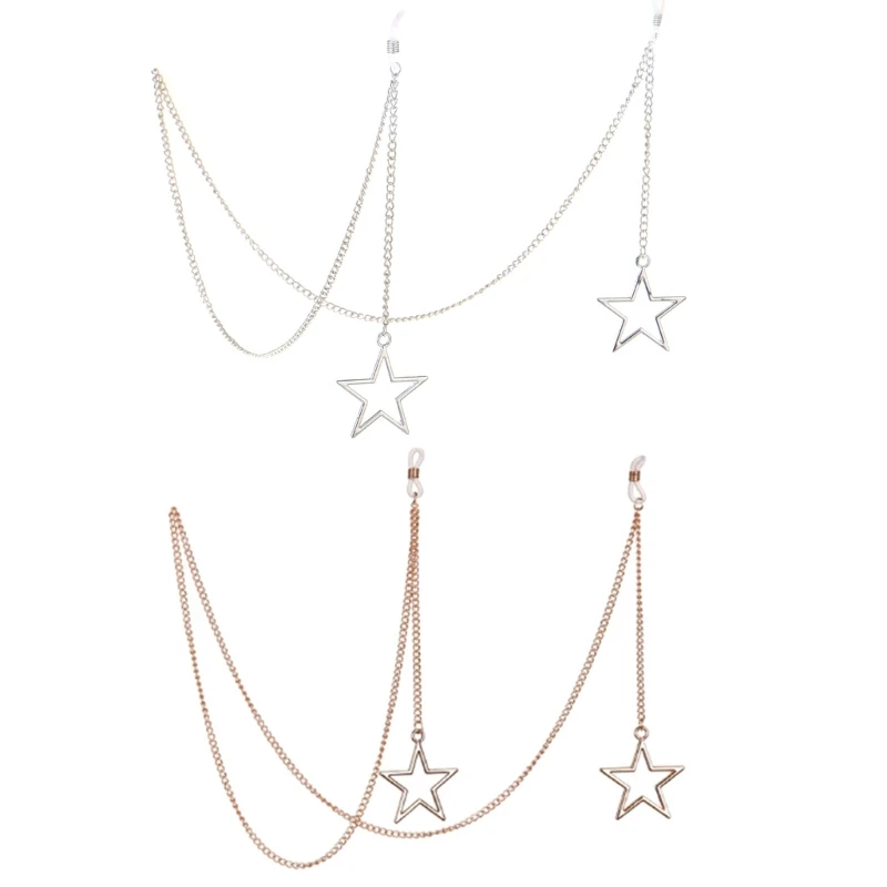 

Golden / Silver Eyeglass Chains Glasses Strap for Women Pentagram Pendant Mask Lanyard Eye Glasses String Holder Dropship