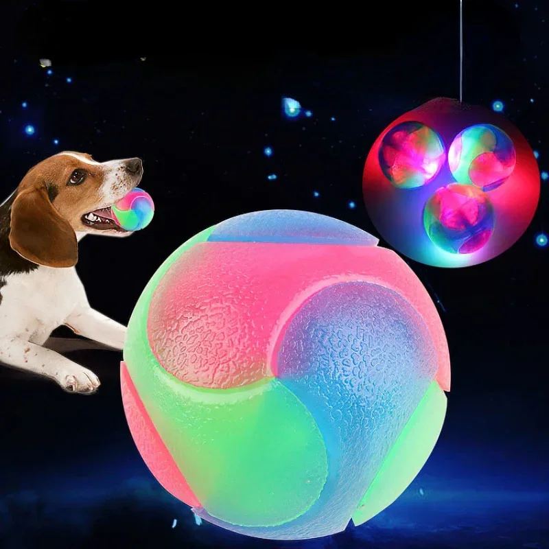 

Pet toy rubber elastic flashing ballDog chewing bite resistant molar teeth cleaning dog pet dog toy ball Shiba Inu lumin