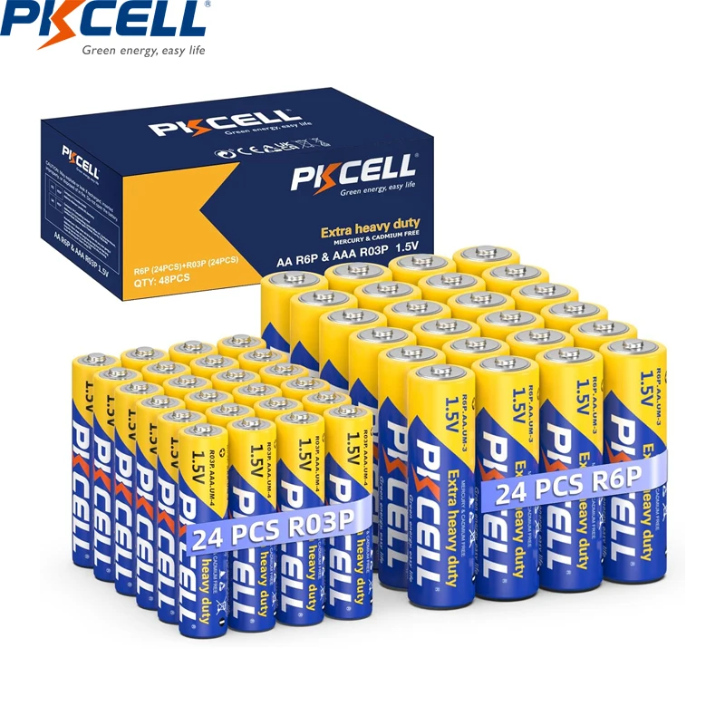 Disposable Battery AAA Batteries and AA Batteries 48PC Combo Pack Include 24 AAA R03P+24 AA R6P 1.5V Carbon Battery for Wireless Mouse alkaline battery,disposable battery
