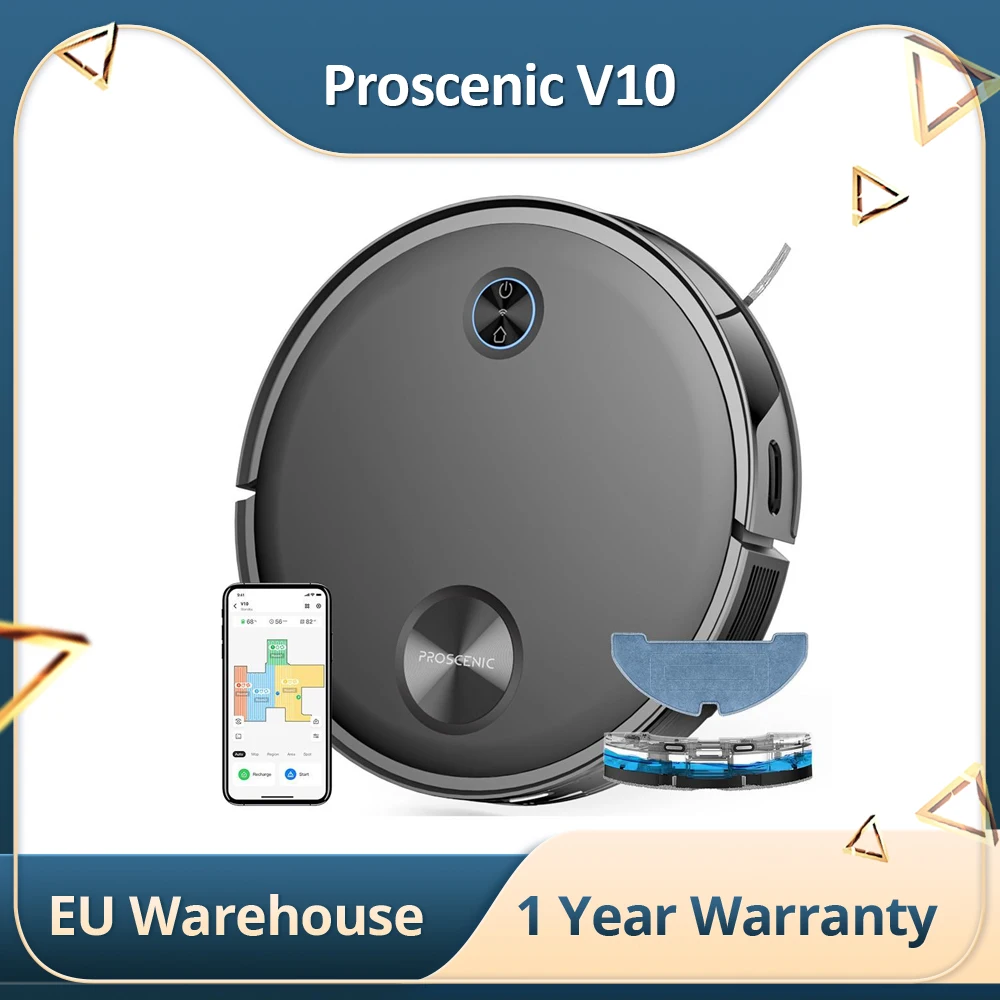 Proscenic V10 Robotic Vacuum Cleaner, Floor Mopping, 3000Pa Home