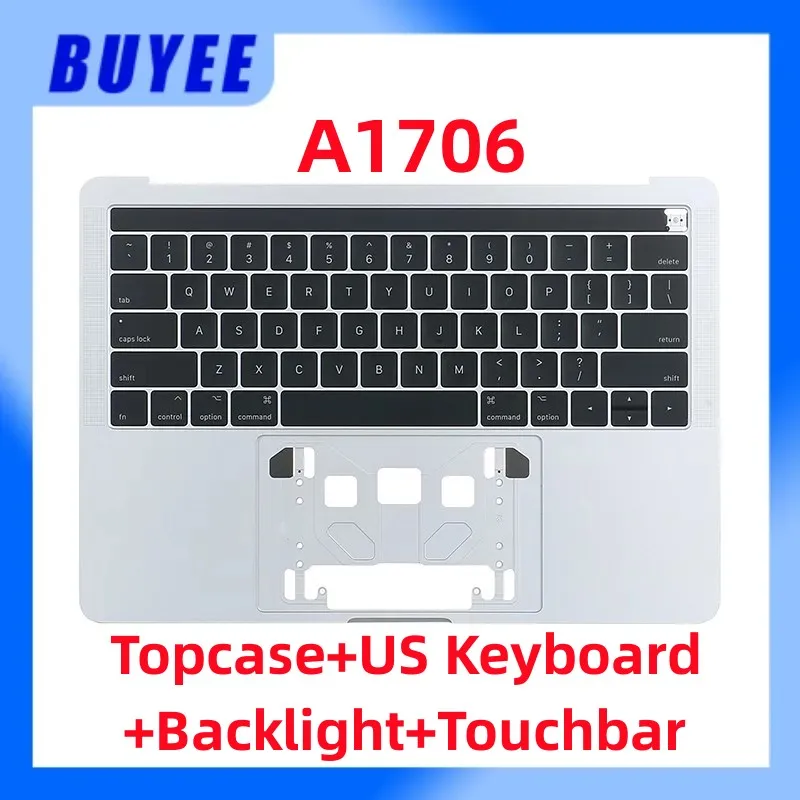 

Original For MacBook Pro 13.3" A1706 Topcase Palmrest US English Keyboard Backlight Touchbar Grey Silver 2016 2017 Year