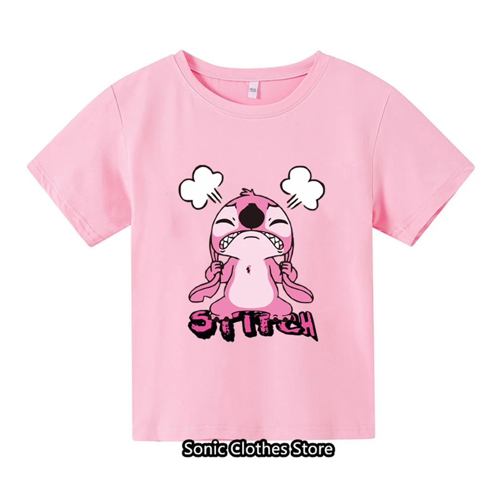 

NEW Kawaii 90s Children Kids Disney Lilo Stitch Cartoon T Shirt Stitch Cute Manga T-shirt Y2k Graphic Tshirt Girl Boy Top Tees