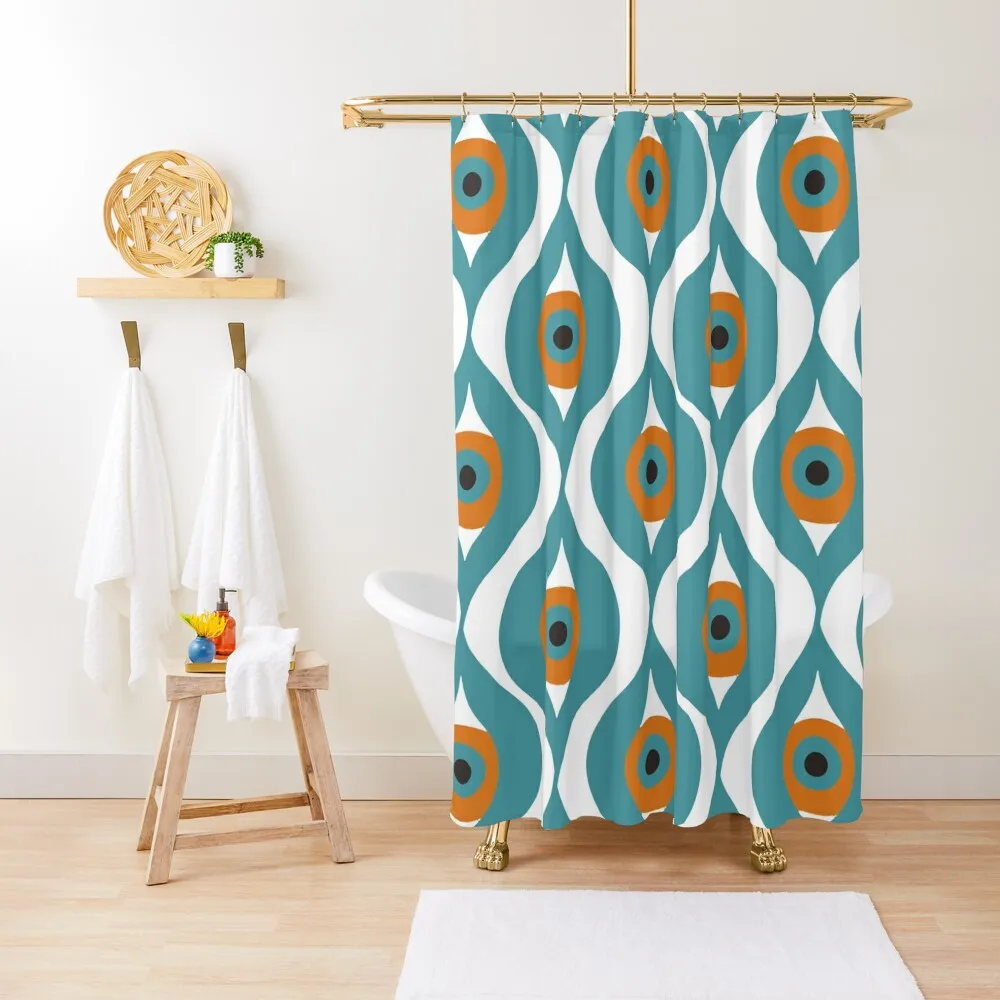 

Retro 70's Design Shower Curtain Waterproof Fabric Shower Window For Bathroom Curtain