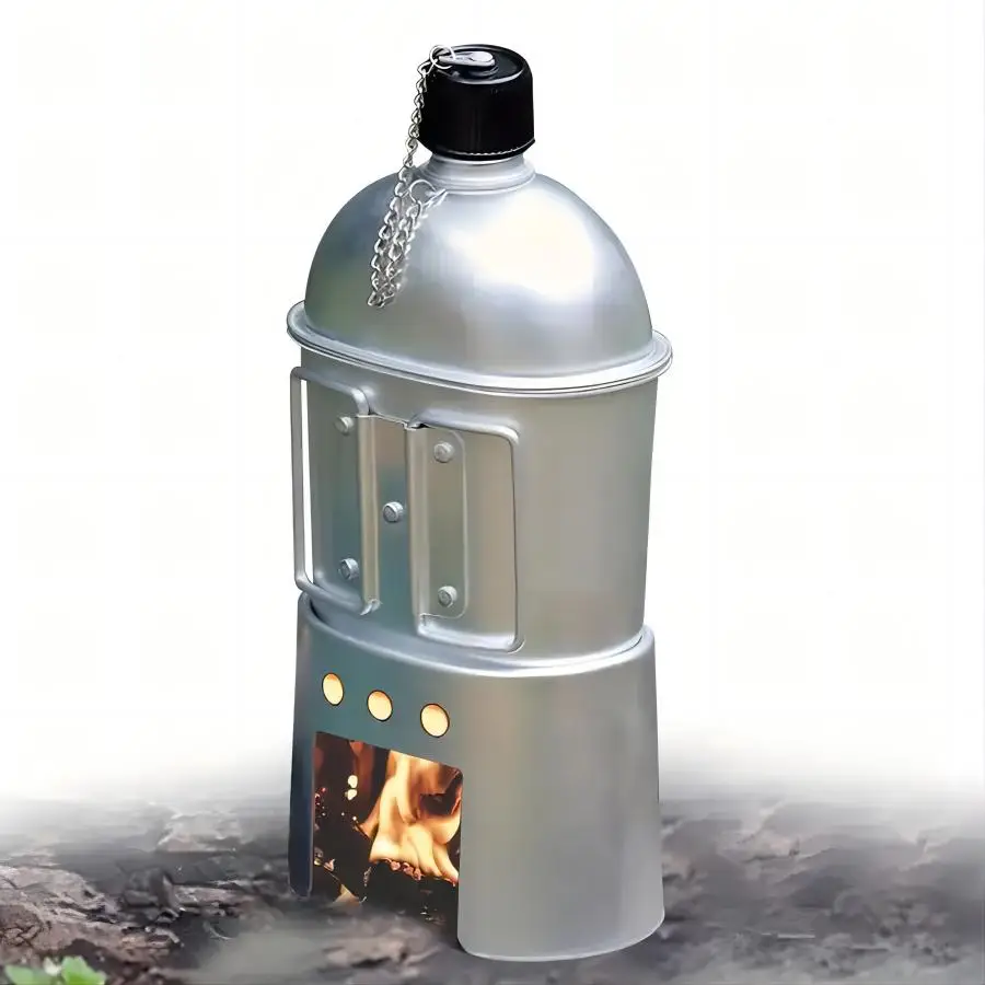 Description Picture 2 of item1 Set, Aluminum Water Canteen Cup And Storage Pouch, Portable Water Bottle For Outdoor Sport Camping Hiking Travel