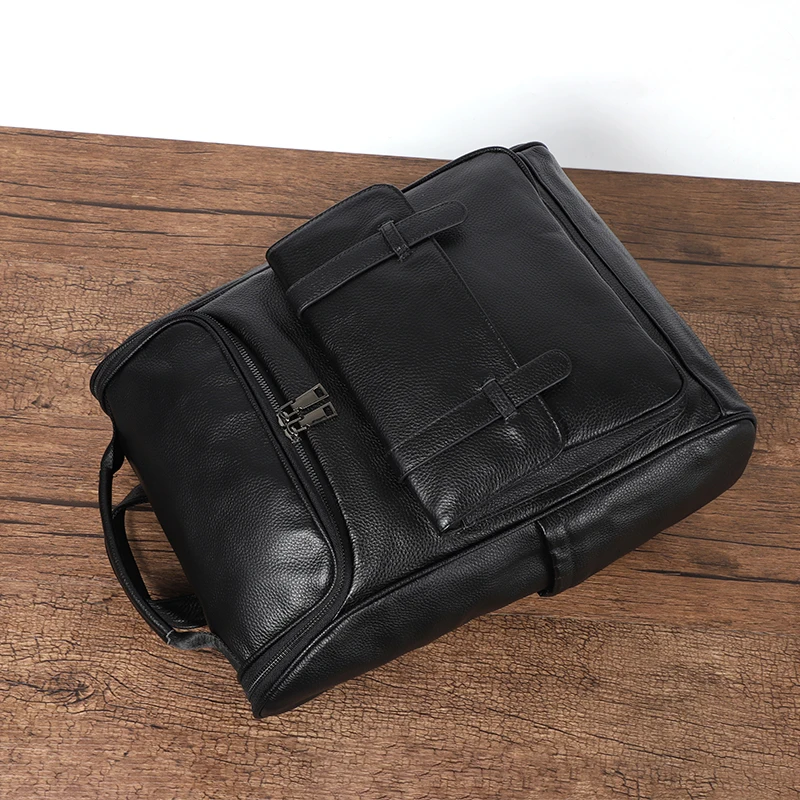 Travel Backpack 100% Genuine Leather Men Large Capacity Fashion Boys Schoolbag Laptop Bag Cowhide for Student