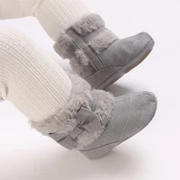 Winter Rubber Sole Baby Girls Boots Cute Bow Warm Plush Pom Snow Shoes Warm Baby Walking Shoes for Toddler Infant First Walkers 6