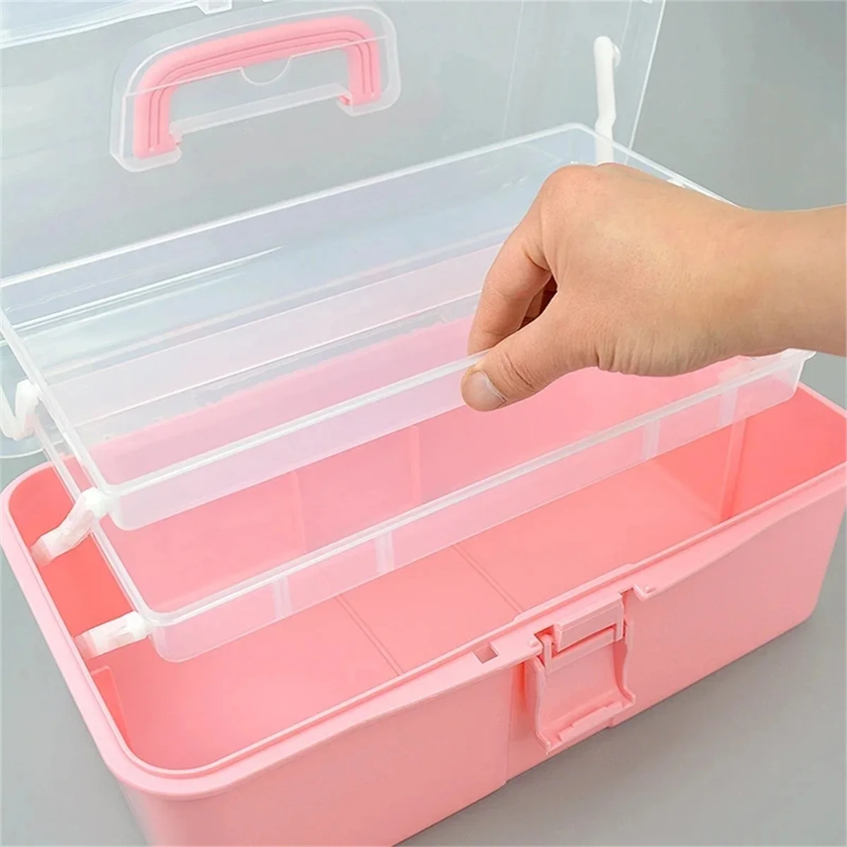 (1pcs) Three-layer portable storage box Folding Goo Kit Nail box Art sundry plastic storage