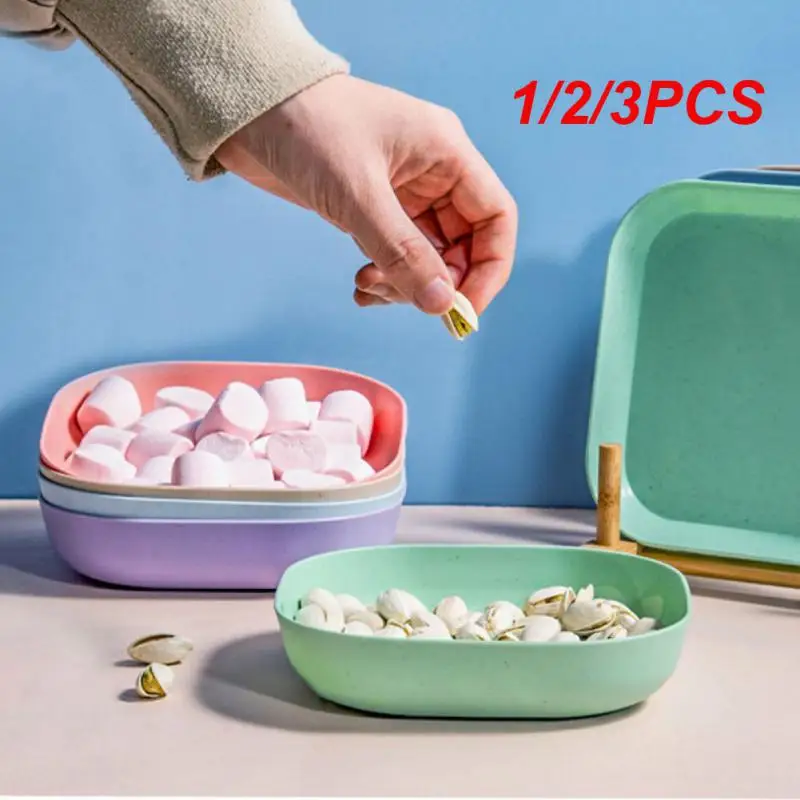 1/2/3 Pz Piatto Di Osso Di Spiedo Piatti Di Paglia Di Grano Spuntino Domestico Piatto Dim Sum Frutta Dado Disco Anti-Caduta Piatto Di Plastica Quadrat