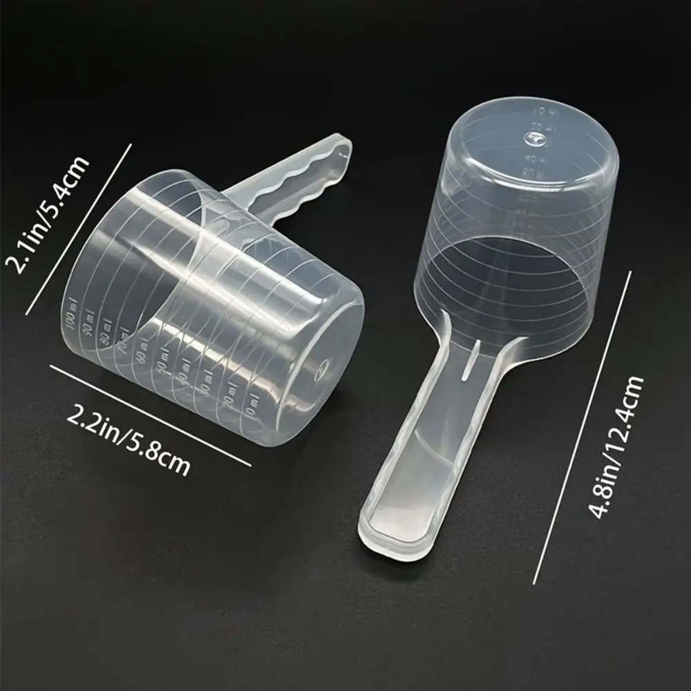 5 pz 10-100ml cucchiaio dosatore in plastica trasparente con scala Pet Feeding Scoop cucchiaio di sale detersivo in polvere cucchiaio gadget da cucina  15