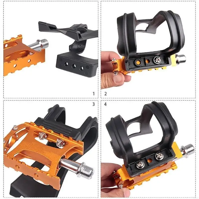 Mezze clip per pedali per biciclette Cinghie per fermapiedi per pedali Clip per pedali senza spalline per bici
