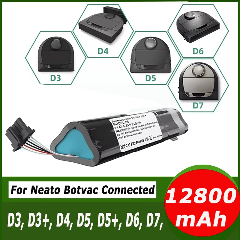 14.4V 9800mAh High Capacity Battery Robot Vacuum Cleaner Sweeper Replacement Batteries Neato Botvac D3 D3+ D4 D5 D5+ D6 D7