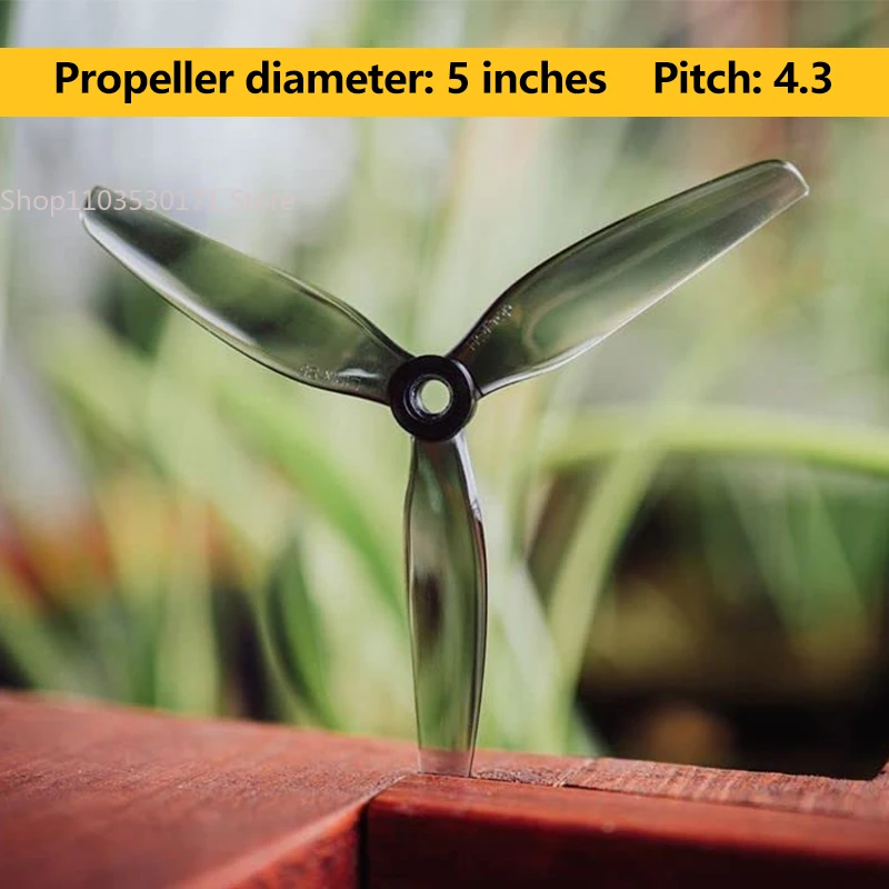 Lot de 6 paires d'hélices HQprop Ethix S5 5040 5x4x3 pour drone FPV, angle montrant le design