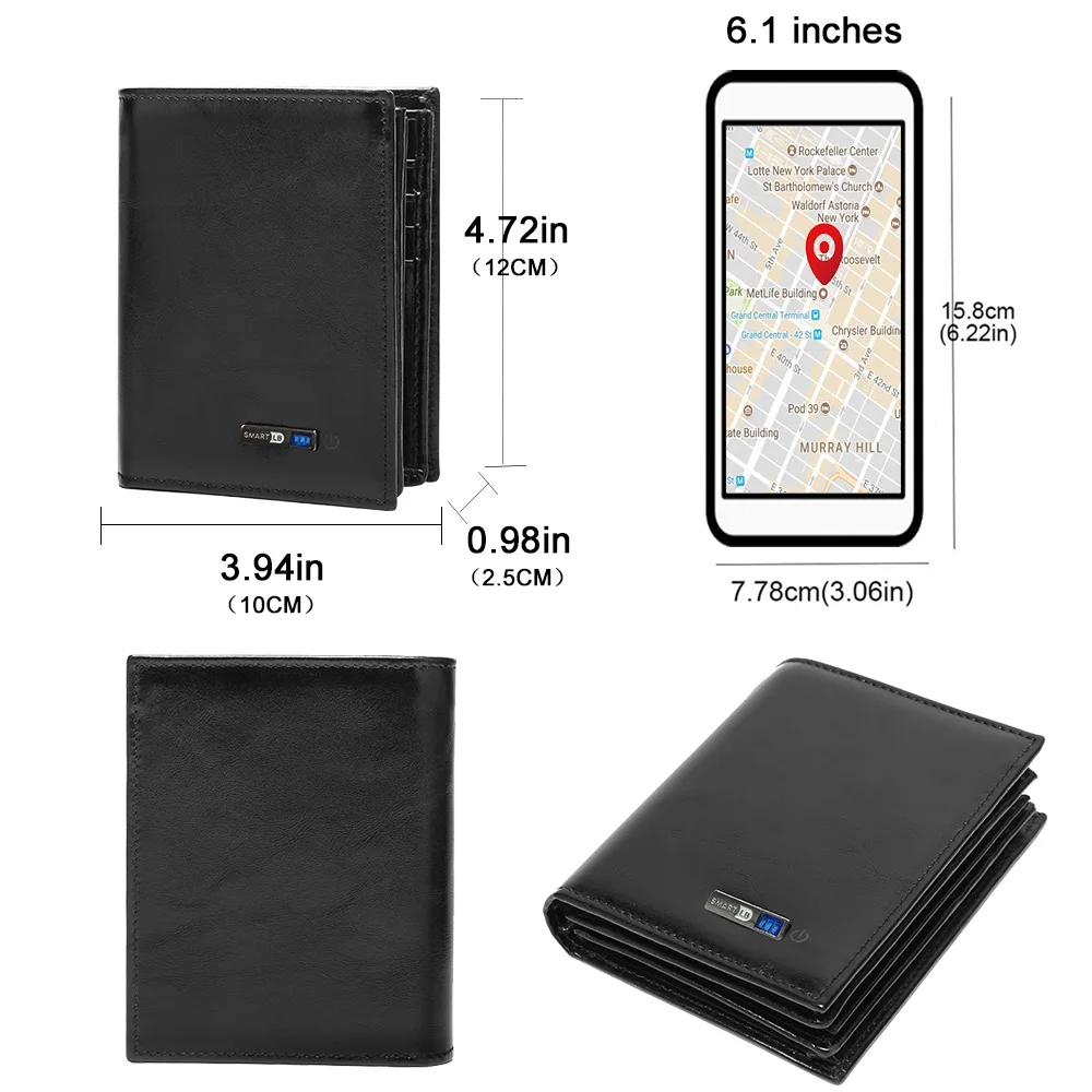 Billetera con gps Tracker Card Android,Smart Wallet for Men Leather Wallet Best 2025 New Christmas Gift Birthday Gifts For Dad 6