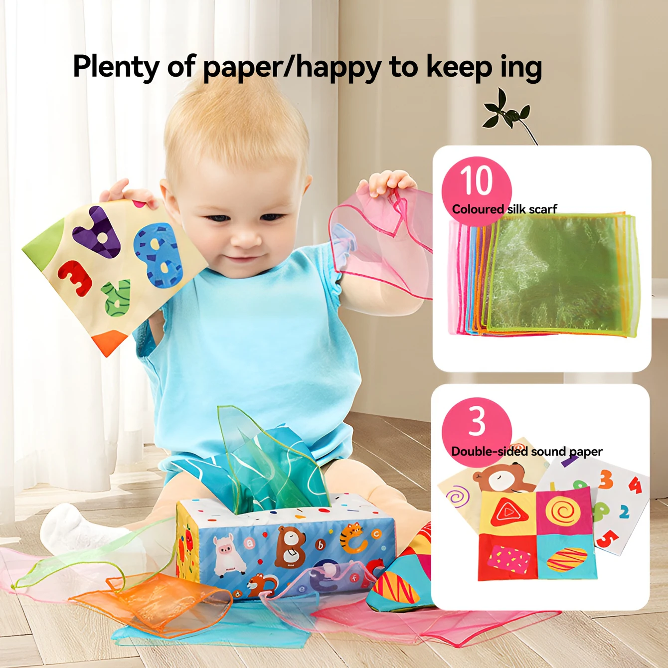 Tissue Box Toy Fun Cartoon Unbreakable Cloth Book Ring Paper