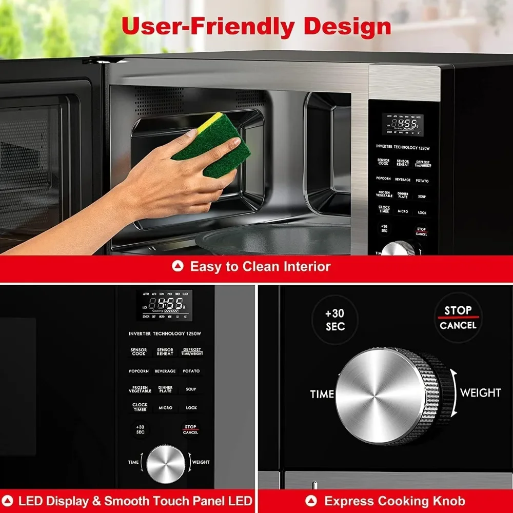 Microwave Oven, Sensor Cook & Sensor Reheat, 10 Variable Power Levels, Express Cooking Knob, 1250W 2.2 Cu Ft Stainless Steel 5