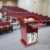 Wooden Church Classroom Lecture Stand Presentation Stand for Office Church Paint-Free Stable Structure Raised Edges 2