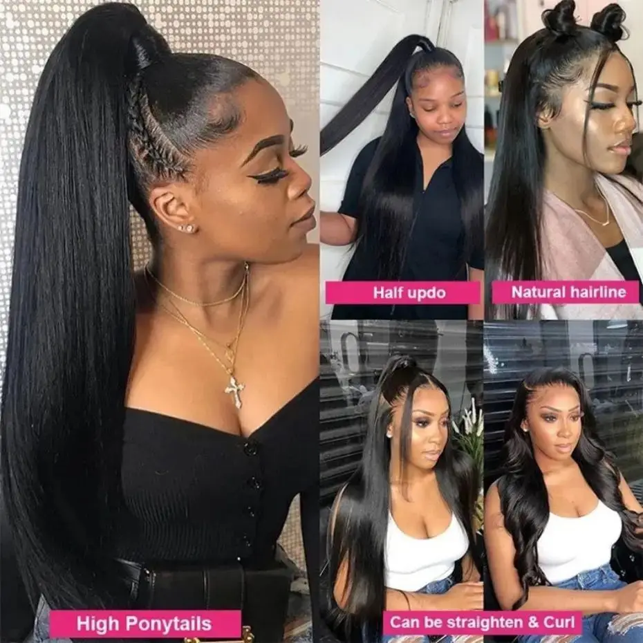 250 Density 360 Full Lace Wig Human Hair Pre Plucked Straight Hd Transparent Lace Frontal Wig For Black Women 360 Wigs Remy