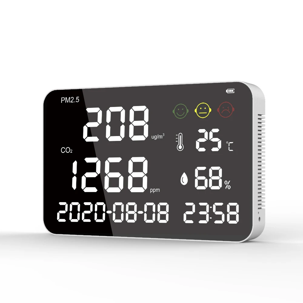 

Bedroom thermometer white LED large screen wall mounted PM2.5 detector CO2 concentration Sensor air quality analyzer