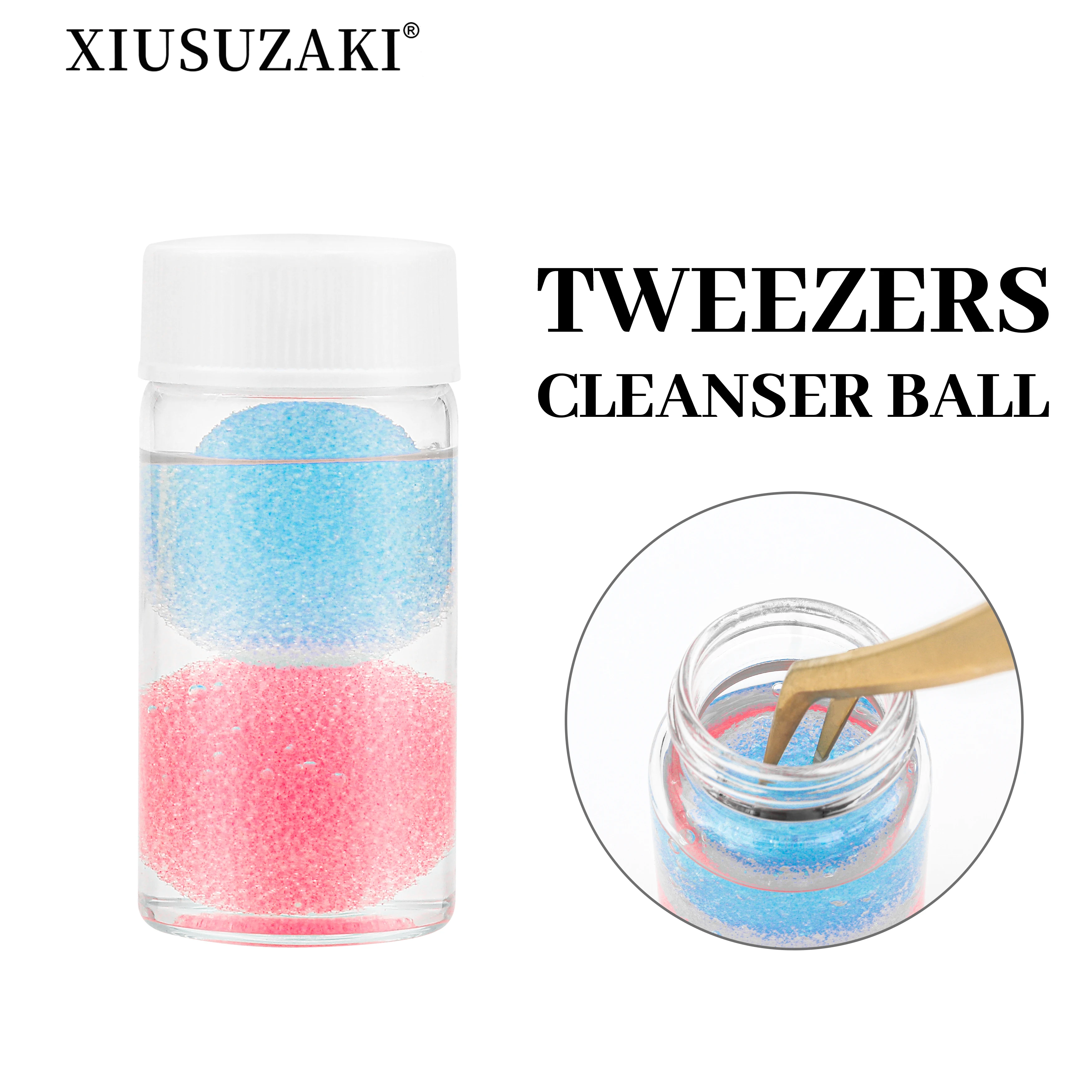 

XIUSUZAKI 30ml Eyelashes Tweezers Cleaner Lash Glue Extension Supplies Liquid Eyelash Tweezers Cleaning Sponge