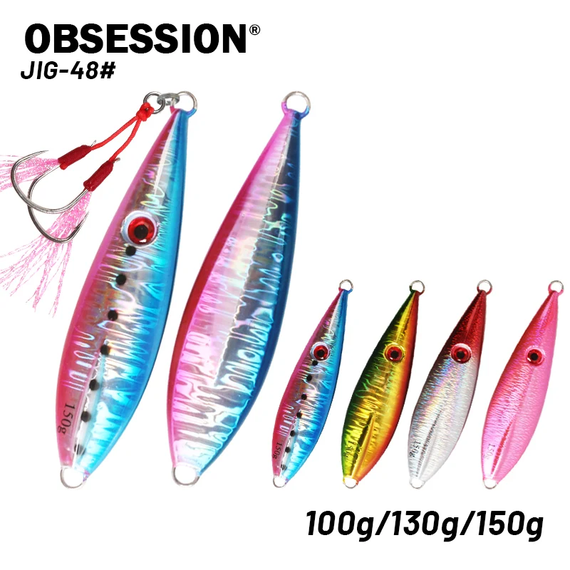 

OBSESSION 100g 130g 150g Fishing Lure Slow Sinking Crankbait Jigging Lure Saltwater Shore Casting Metal Jig Hard Bait With Hooks