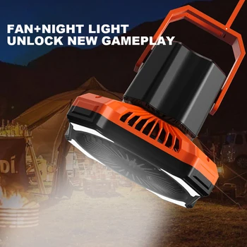 10000mAH LED Camping Fan Lights Outdoor Rechargeable Tent Camping Light Travel Portable Ceiling Fan Lamp Emergency Power Bank 5