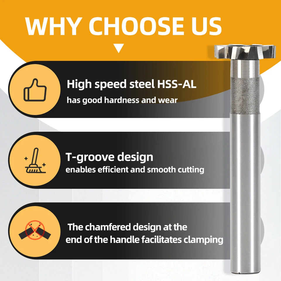 High-Speed Steel T-Slot End Mill Cutter – Wear-Resistant HSS T-Groove Milling Cutter for CNC Metal Machining & Keyway Cutting 3