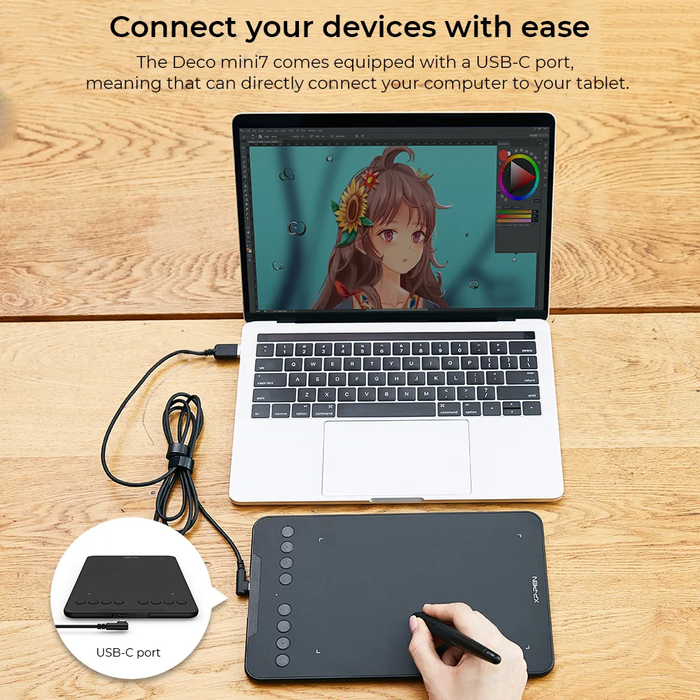 Xppen-deco Mini Tablet Gráfico Digital Desenho Tablet Express Keys 8192 Níveis 60 Inclinação para a Arte Assinatura 7*4.3 - Imagem 4
